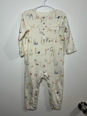 Pehr Organic Cotton Kids One-Piece with Multicolor Animal & Alphabet Print